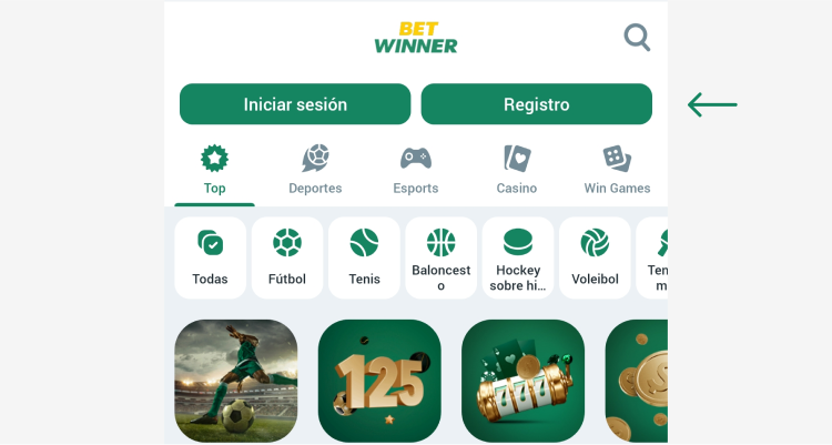 Presiona el botón “Registrarse” Betwinner Ecuador